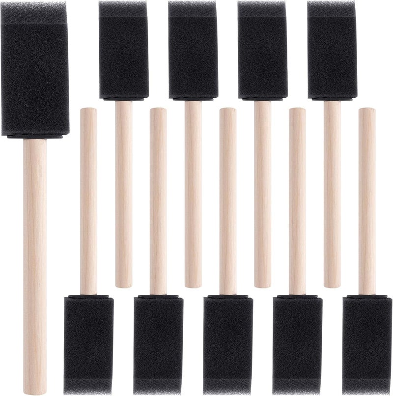 SmallCat 10 PCS Foam Paint Brushes, 0.98 Inch Foam Sponge Brushes for Varnishes, Reusable Sponge Brushes with Wood Handles for Painting, Staining, and DIY Crafts - Black - Image 1